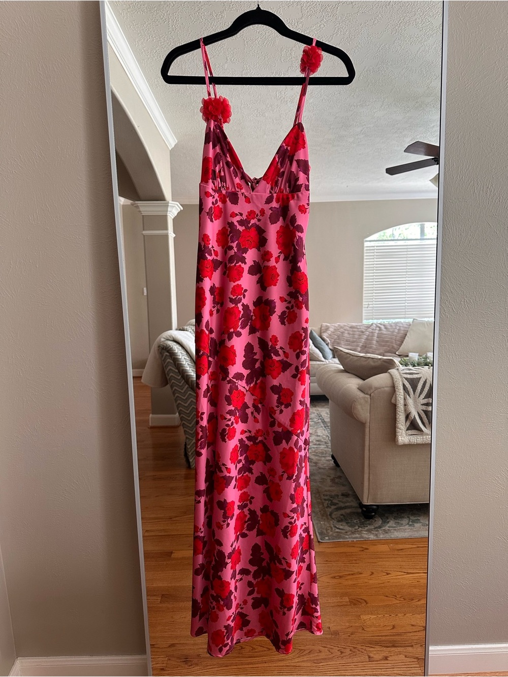 For Love & Lemons Pink and Red Floral Slip